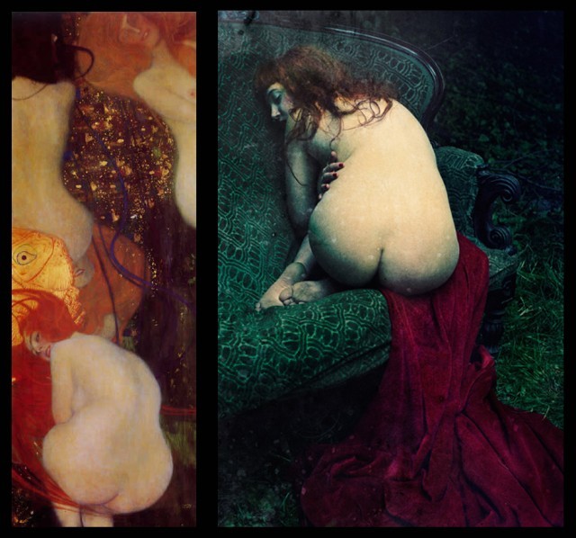 Zdjęcie Katarzyny Widmańskiej natychmiast przywodzi mi na myśl dzieło Klimta. Prace tej Polski, zwłaszcza sprzed kilku lat, są dla mnie przykładem bardzo sprawnego korzytstania z dziedzictwa malarzrzy i zachęcam Was do poznania jej twórczości.la mn